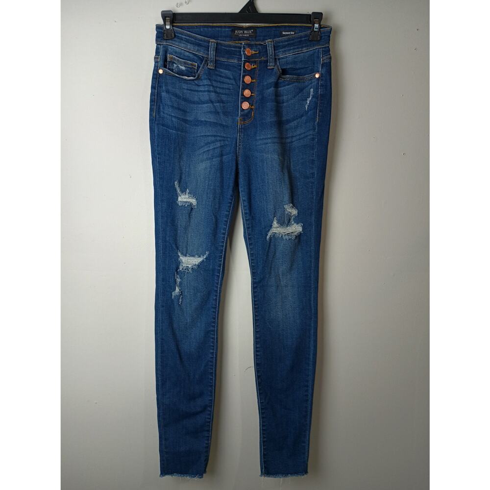 Judy Blue Jeans Women's Blue Stretch Skinny Fit Distressed Ankle 9/29